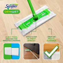 Load image into Gallery viewer, Swiffer Dry + Wet Sweeping Kit, 1 Sweeper, 7 Dry Cloths, 3 Wet Cloths
