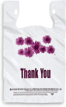 Load image into Gallery viewer, Extra Large Grocery and Retail T-Shirt Bag 1/6 Size Daisy Print 24 Microns Size: 12&quot;x6.5&quot;x23&quot; Count 400 pc
