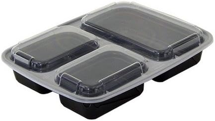 THREE COMPARTMENTS BLACK RECTANGLE CONTAINER COMBO