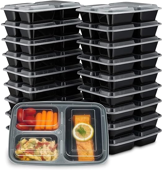 THREE COMPARTMENT MIRCOWAVEABLE CONTAINER